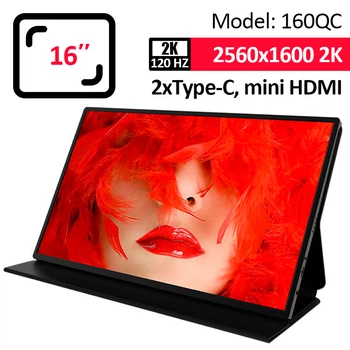 Монитор портативный 160QC / 16 '' / IPS / 2560x1600 2K 120Hz / Type-C / HDMI / 3.5 мм / второй экран