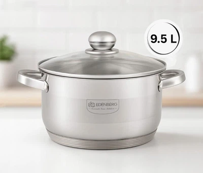 Каструля з нержавіючої сталі Edenberg EB-3009 9.5 л з кришкою