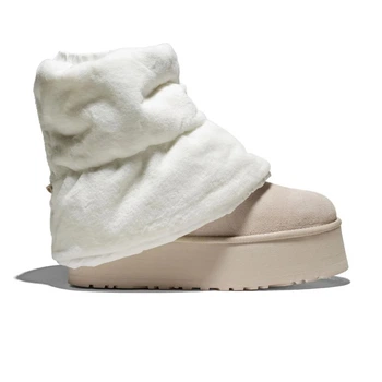 Жіночі уггі Платформа Міні Діппер Бежеві UGG Platform Classic Mini Dipper PUFFER Beige Sand (37, бежевий)