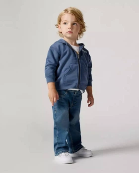 Дитячий комплект 3в1 Levi's (толстовка на флісі + футболка + штани) для хлопчика Біло-синій (340 set-pvu blue (62 (3m))