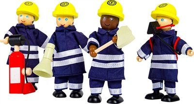 Zestaw figurek Tidlo Wooden Dollhouse Lalki Strażacy 12 cm 4 szt 2999928 (5012824001175)