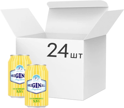 Упаковка коктейлю Hartwall Original Long Drink Gin & Pineapple 5.5 % 0.33 л х 24 шт (6413600295747)