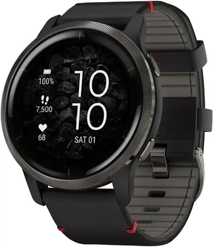 Смарт-годинник Garmin Venu 2 Slate with Black Leather Band (010-02430-21) Refurbished