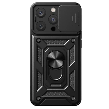 Чехол Primo Shockproof для Apple iPhone 15 Pro Max - противоударный, с подставкой и шторкой для камеры - Black