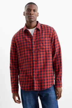Рубашка в клетку regular fit C&A 22232912c50 M красный (100003474)