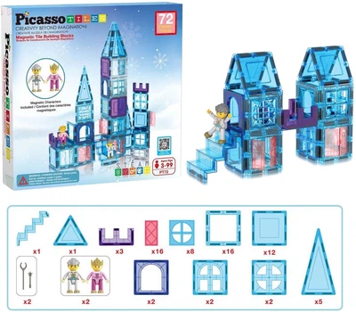 Магнітні блоки Picasso Tiles Зимова тема 72 елементи PT72 (0817338028152)