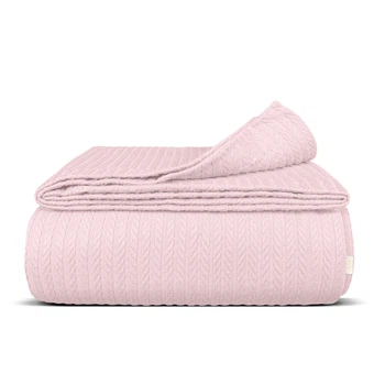 Плед-покривало кіска COSAS 160х230 см Petal Knitted Braid Пудровий