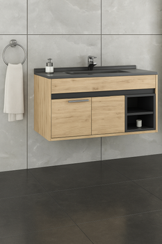 Підвісна тумба з умивальником Aquanil Napoli 85 85x45x52 см, колір під дерево