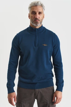 Синій джемпер з високим коміром Aeronautica Militare 8273 XXXXL