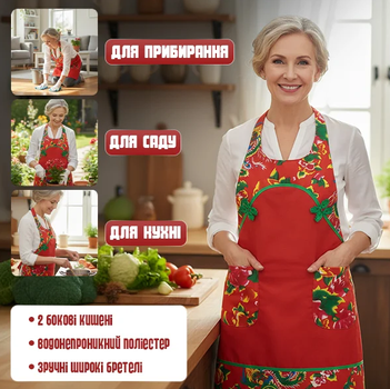 Женский фартук для кухни, фартук на кухню, красивые фартуки для кухни в красном цвете