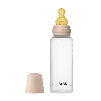 Детская пластиковая бутылочка BIBS Baby Bottle Round Latex 270 мл Medium Flow (средний поток) Blush