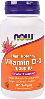 Витамины Now Foods Витамин D3 1000IU 180 желатиновых капсул (733739003652)