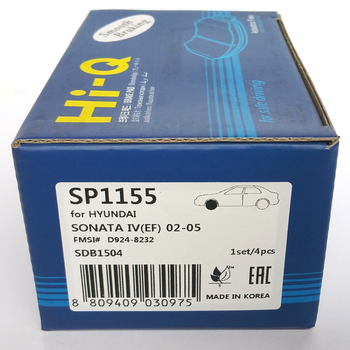 Колодки гальмівні передні Sangsin Brake HI-Q Brake Pad Hyundai Tucson (04->09), Elantra (06->10), Sonata (01->10) та ін. (SP1155)