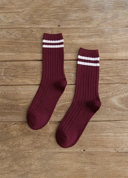 Носки с полосками бордовые 35-40