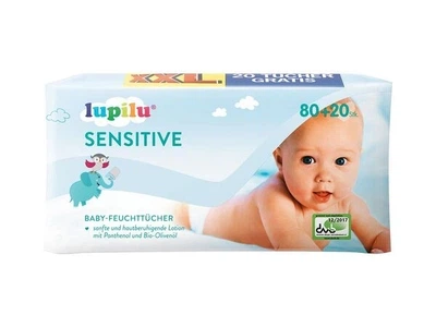 Влажные салфетки для детей Lupilu Sensitive 80+20шт