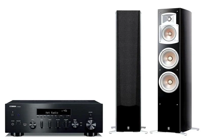 AV-ресивер Yamaha R-N600A Black + Фронтальні акустичні колонки Yamaha NS-555