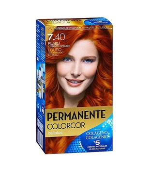 Фарба для волосся Deliplus Permanente Colorcor з колагеном та 5 оліями тон № 7.40 Насичений Мідний RUBIO COBRIZO INTENSO