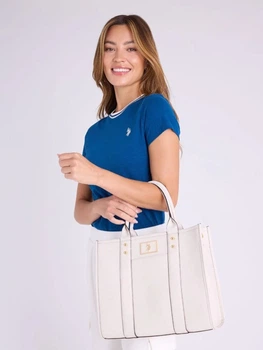 Сумка шоппер женская из искусственной кожи U.S. Polo Assn 771357337 Молочная (1159850003)