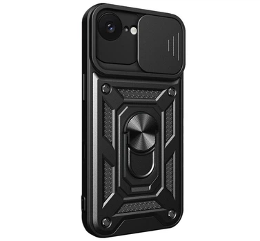 Чехол Primo Shockproof для Apple iPhone 16e / 17e - противоударный, с подставкой и шторкой для камеры - Black