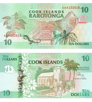 Банкнота 10 доларів Острови Кука 1992 рік UNC