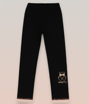 Детские теплые лосины для девочки на флисе, 120 см Черного цвета(NABITU kids leggings)