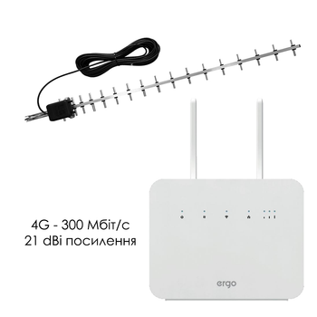 4G інтернет-комплект ERGO R291b 300 Мбіт/с + спрямована антена Mobile Guard LTE Band 3 (1800 МГц) 21 dBi