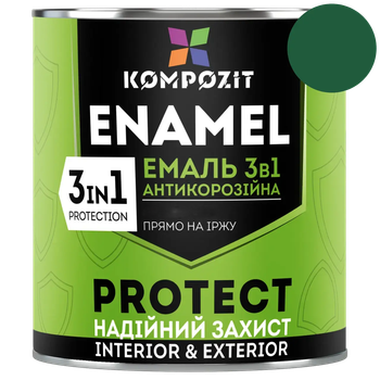 Эмаль антикоррозийная 3 в 1 Kompozit PROTECT зеленый 2,7 кг