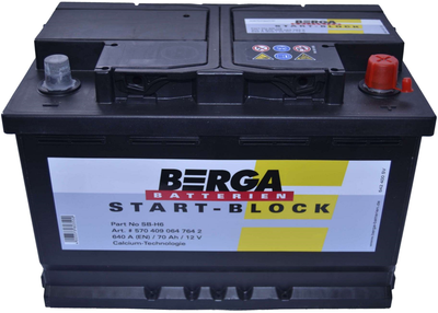 Автомобильный аккумулятор BERGA Start Block 70А Ев (-/+) (640EN) (570409064)