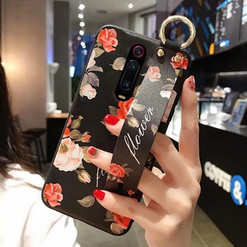 Силіконовий чохол для Xiaomi Mi 9T/Pro з ремінцем-підставкою Троянди