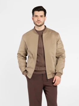 Бомбер чоловічий бежевий з бавовняної тканини Arber Varsity Jacket KR41 56 зріст 5 бежевий (M08.04.16.532)