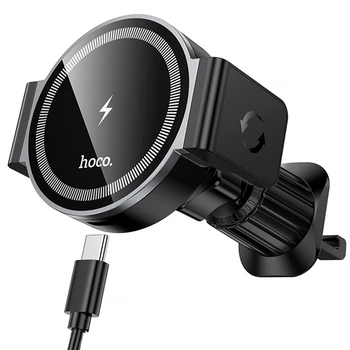 Автодержатель с Беспроводное зарядное устройство HOCO HW35 Power 15W (air outlet) (Black) (243461)