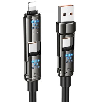 Дата кабель HOCO U143 Joy 4in1 USB to Lightning/Type-C to Type-C 240W (1.2m) (Black) (243426)