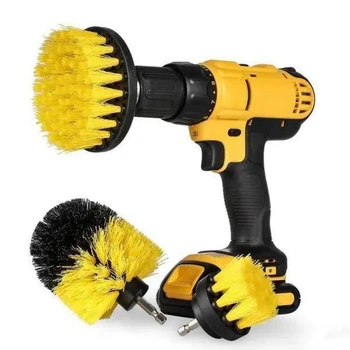 Набор 3 щеток насадок на дрель для уборки GEKO Yellow 10.3 x 8.3 см, 10 x 4.6 см, 5 x 4.8 см, шестигранные, нейлоновые