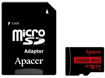 Карта пам'яті Apacer microSD 128GB C10 UHS-I R100MB/s + SD (647827)