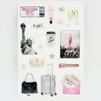 Объёмные 3D наклейки PINK NEW YORK Набор 17 шт Stiker Pack стикеры на телефон ноутбук смартфон планшет iPhone Samsung Xiaomi Pixel Huawei