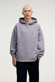 Худі на флісі Pull & Bear фіолетовий з принтом CDRAB192 M