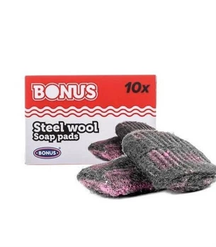 Губки металеві з милом та абразивом Bonus Steel Wool Soap Pads 10 шт (5997844301224)