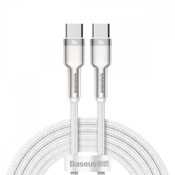 Кабель Baseus Cafule Metal Type-C to Type-C 100W (2m) white (CATJK-D02)