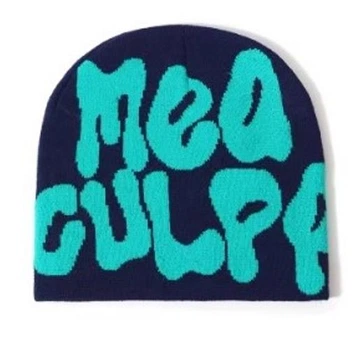 Шапка утепленная Mea Culpa Beanie Bonnet Y2k K-pop Gorros темно синяя