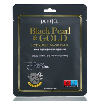Гидрогелевая маска с экстрактом черного жемчуга Petitfee Black Pearl Gold Hydrogel Mask 1 шт - 32 мл