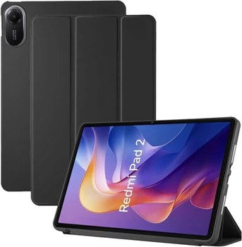 Силиконовый чехол обложка Smart Cover TPU с подставкой и автосном на планшет Xiaomi Redmi Pad 2 11" 2025 Чёрный