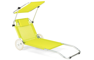 Шезлонг лежак Outtec Sun с козырьком желтой