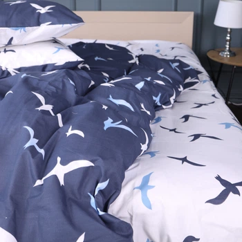 Простынь MirSon Бязь 17-0825 Flying birds blue 150 х 220 см (2200011563718)