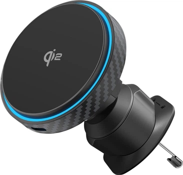 Автодержатель для телефона с беспроводной зарядкой Proove Graphite Circle Qi2 15W Black (630200001)