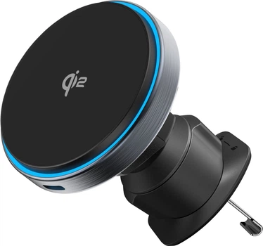 Автодержатель для телефона с беспроводной зарядкой Proove Titanium Circle Qi2 15W Grey (630190010)