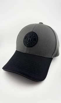 Бейсболка фулка STRETCH COTTON на резинке TOMMY HILFIGER комбинированная серо-черного цвета M (57-58 см)