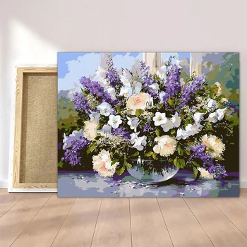 Картины по номерам 40*50 "Букет полевых цветов" №LW3073, Оригами, набор для рисования, акриловые краски, кисти, хлопковое полотно, творчество