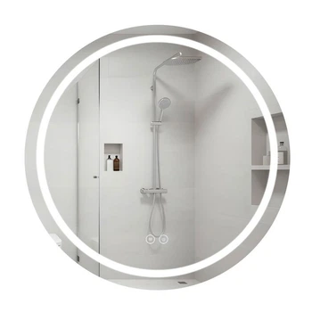 Кругле дзеркало з LED підсвіткою Qtap Mideya R800 Touch з годинником диммером та регулюванням яскравості