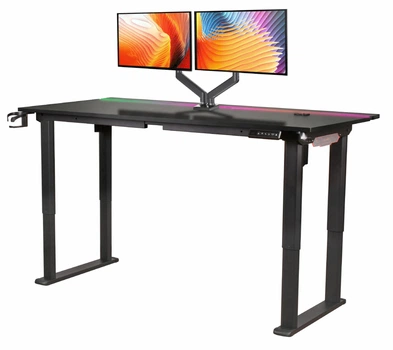 Стіл з електро-регулюванням висоти з підсвіткою Двомоторний Flexi Desk Black Matte 160x75 см 28048