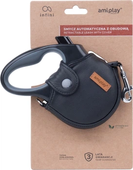 Smycz automatyczna dla psów Amiplay Infini z obudową New York M 500 cm Czarna (5907563271821)